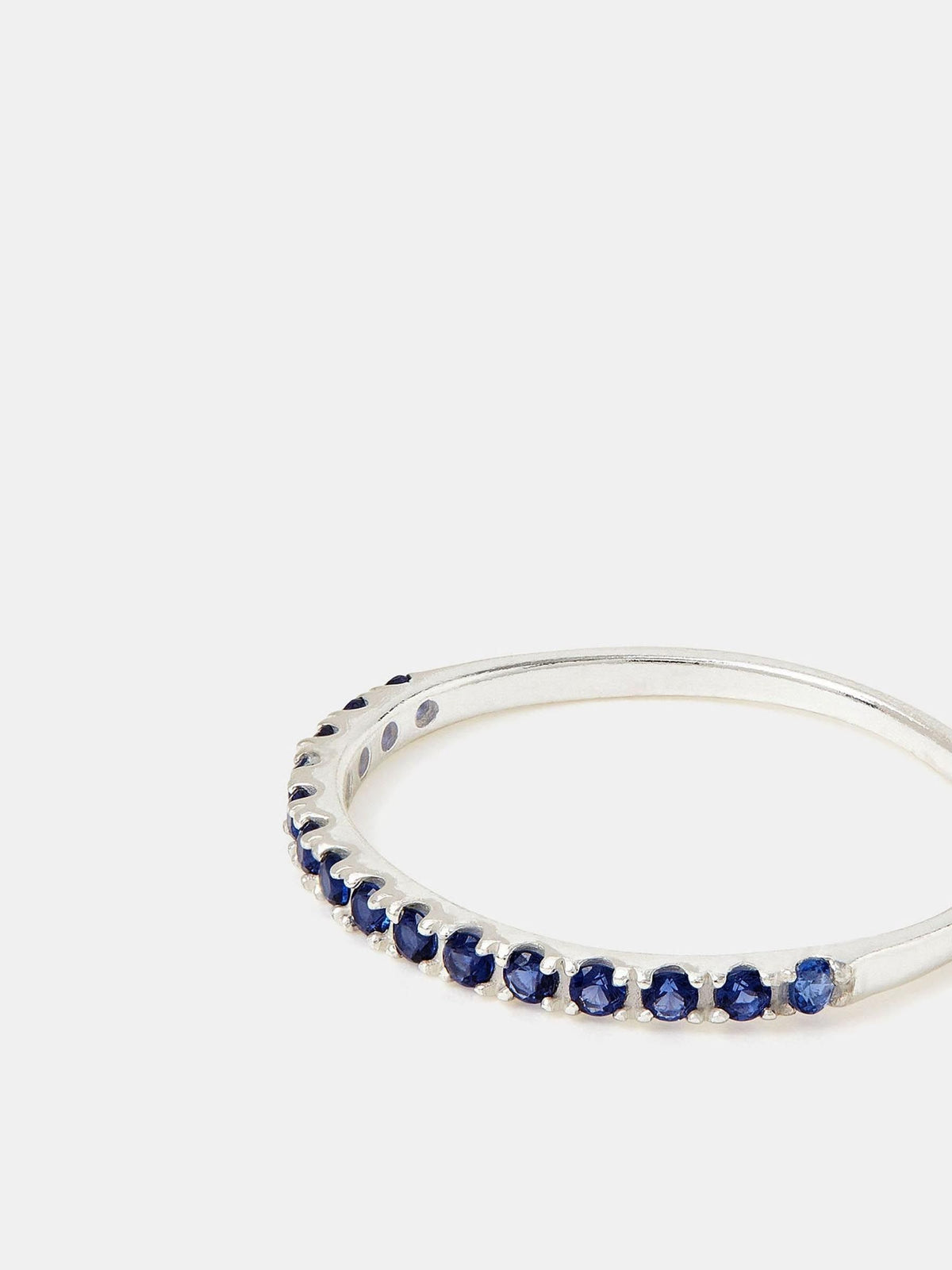 925 Sterling Silver Blue Pavé Ring with Cubic Zirconia Stones