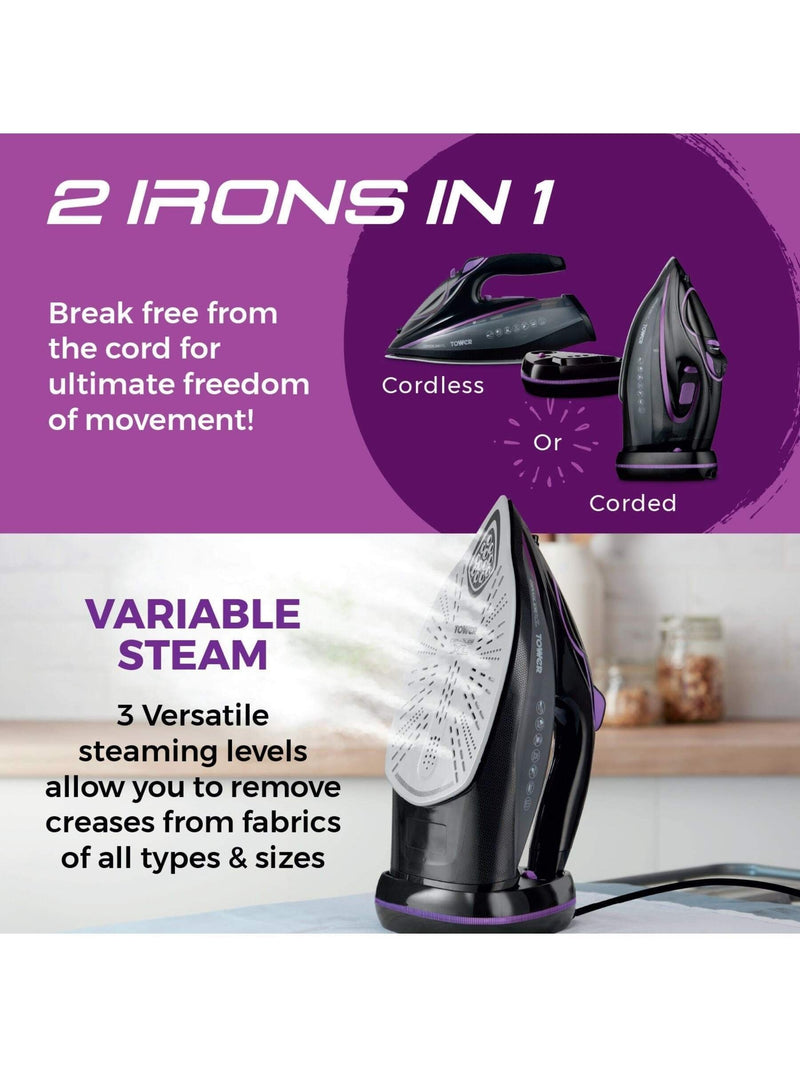 Tower cordless steam iron Lilac Black, imported from the UK