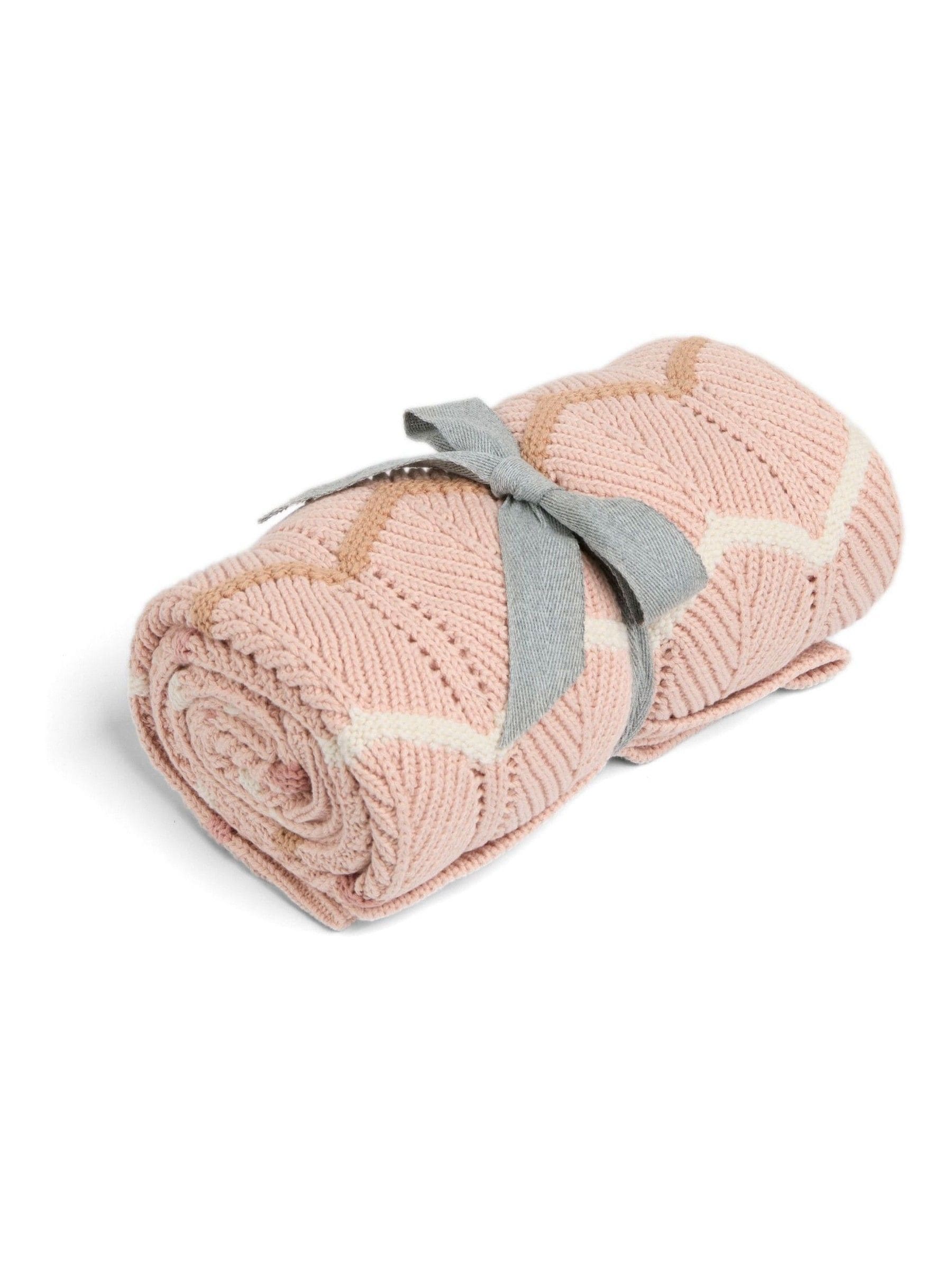 Mamas & Papas pink wave small knitted blanket, imported from the UK