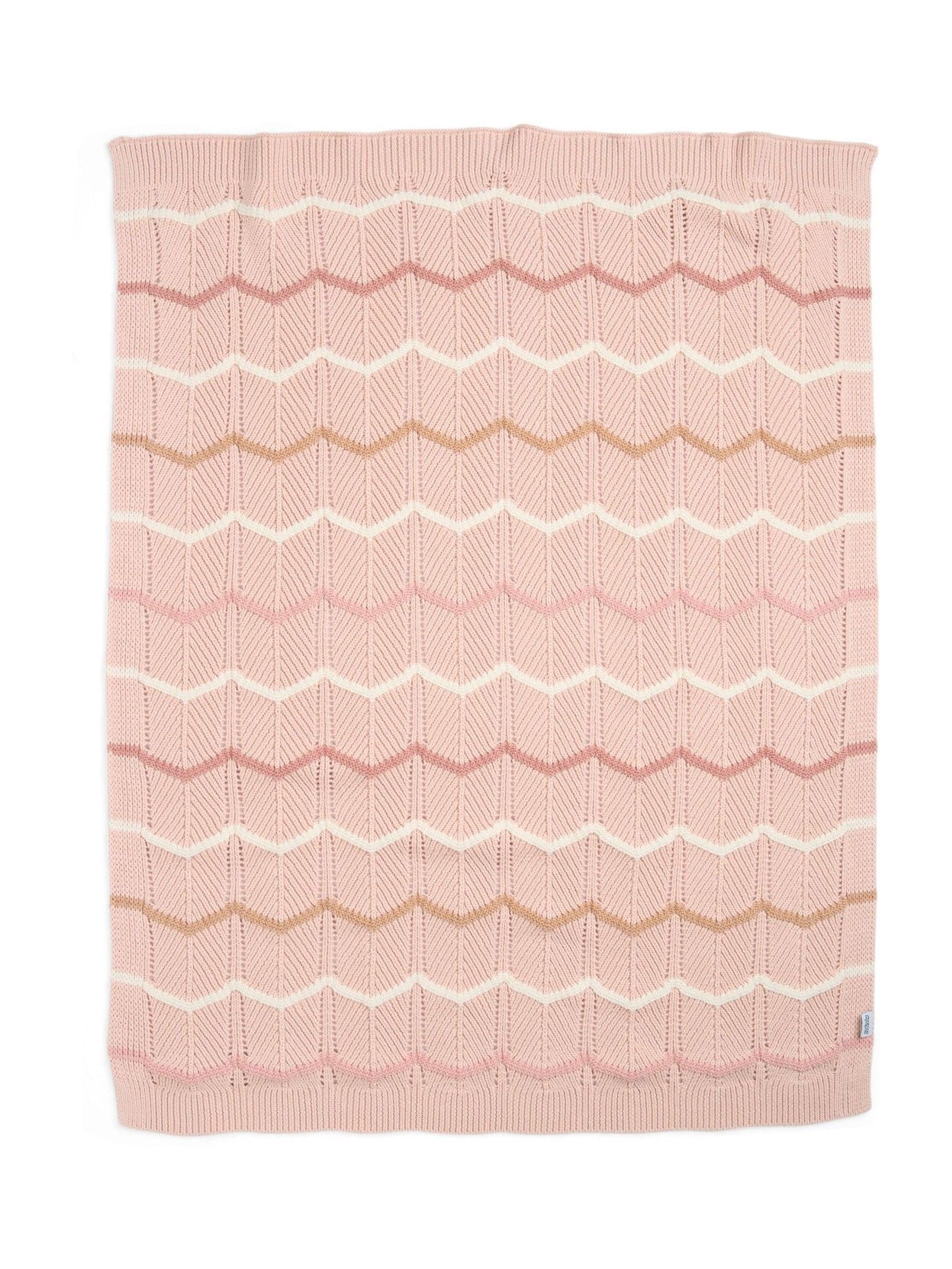 Mamas & Papas pink wave small knitted blanket, imported from the UK