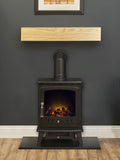 Adam Aviemore electric stove set with oak beam and hearth (British brand)