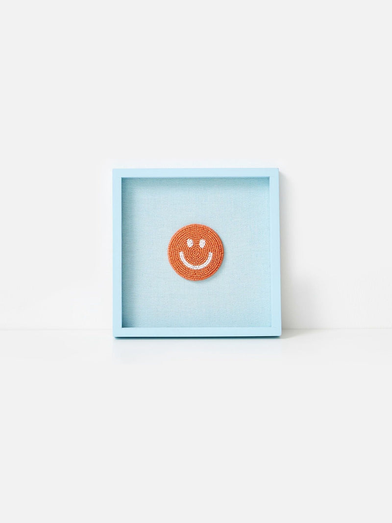 Oliver Bonas Blue Orange Beaded Happy Face Wall Art
