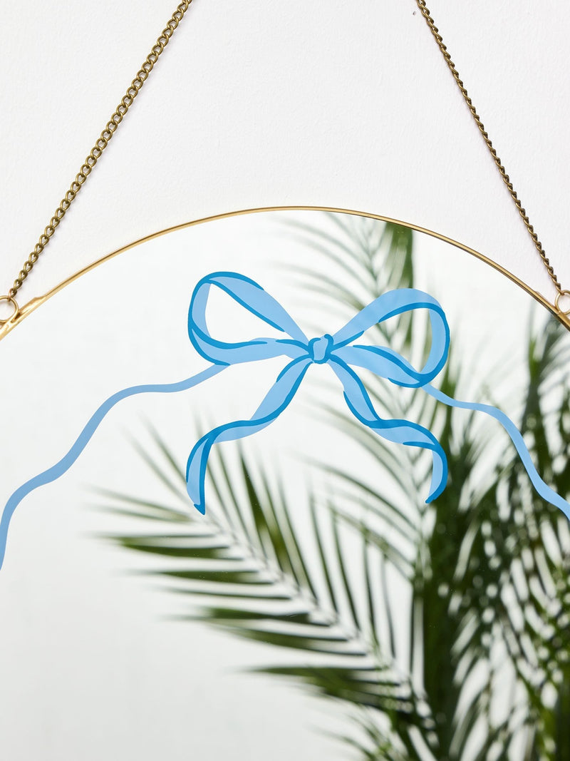 Oliver Bonas gold painted bow hanging round mirror ONE, imported from the UK