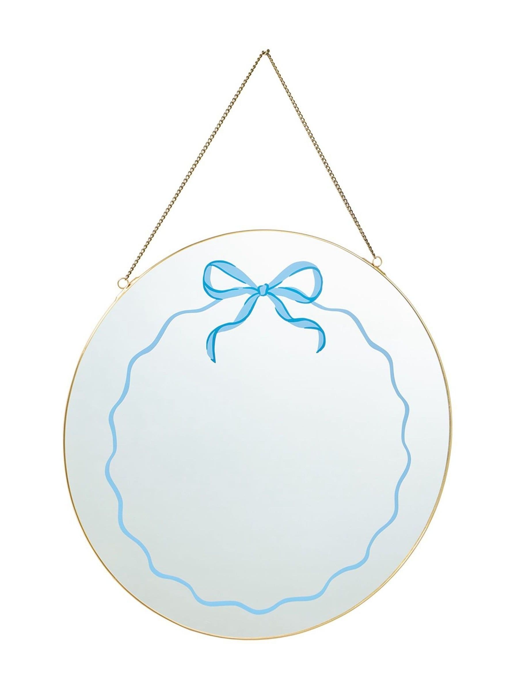 Oliver Bonas gold painted bow hanging round mirror ONE, imported from the UK