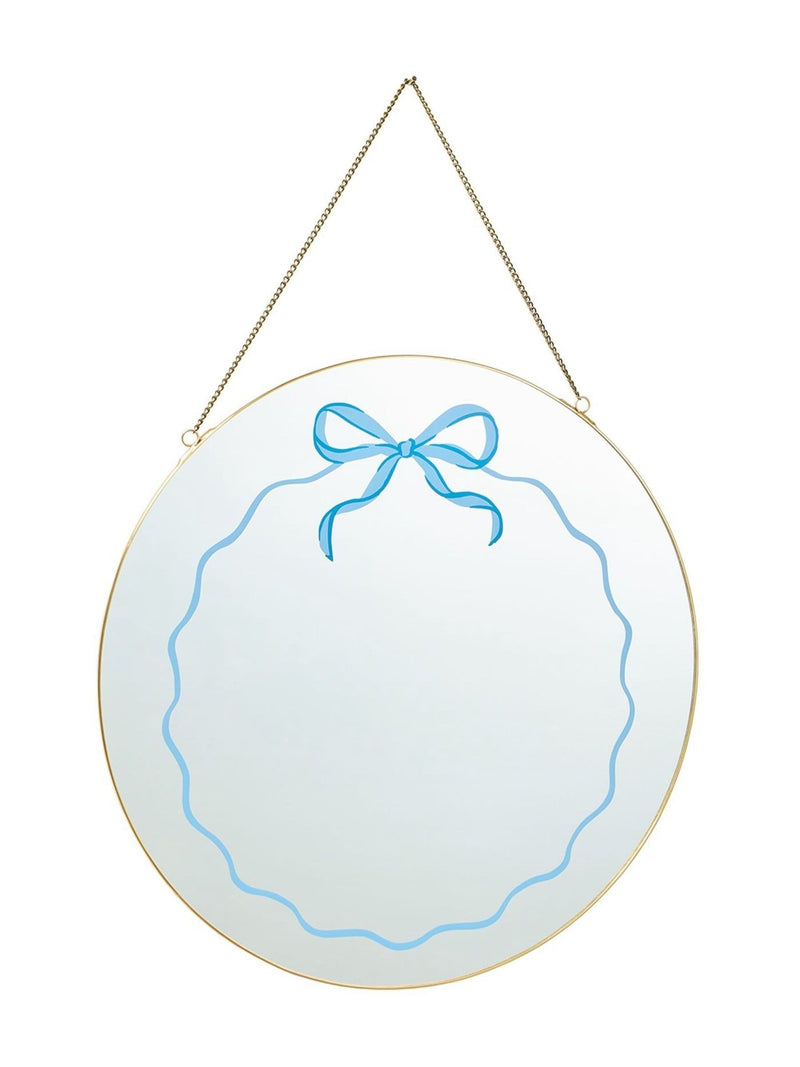 Oliver Bonas gold painted bow hanging round mirror ONE, imported from the UK