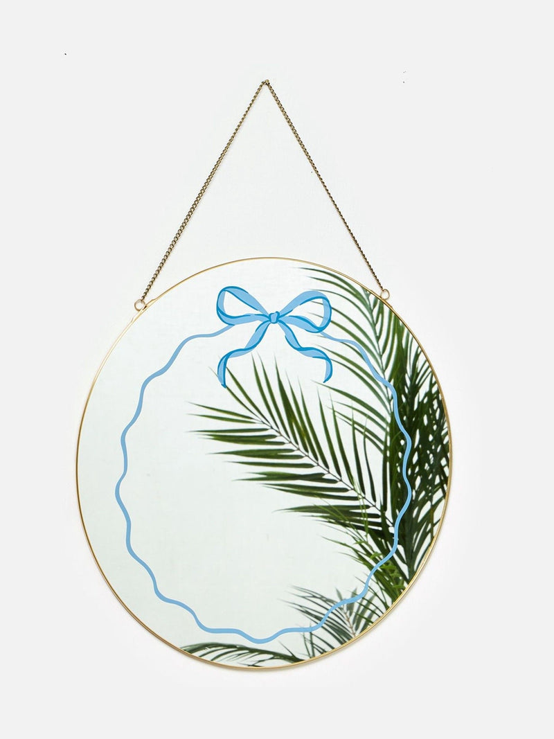 Oliver Bonas gold painted bow hanging round mirror ONE, imported from the UK