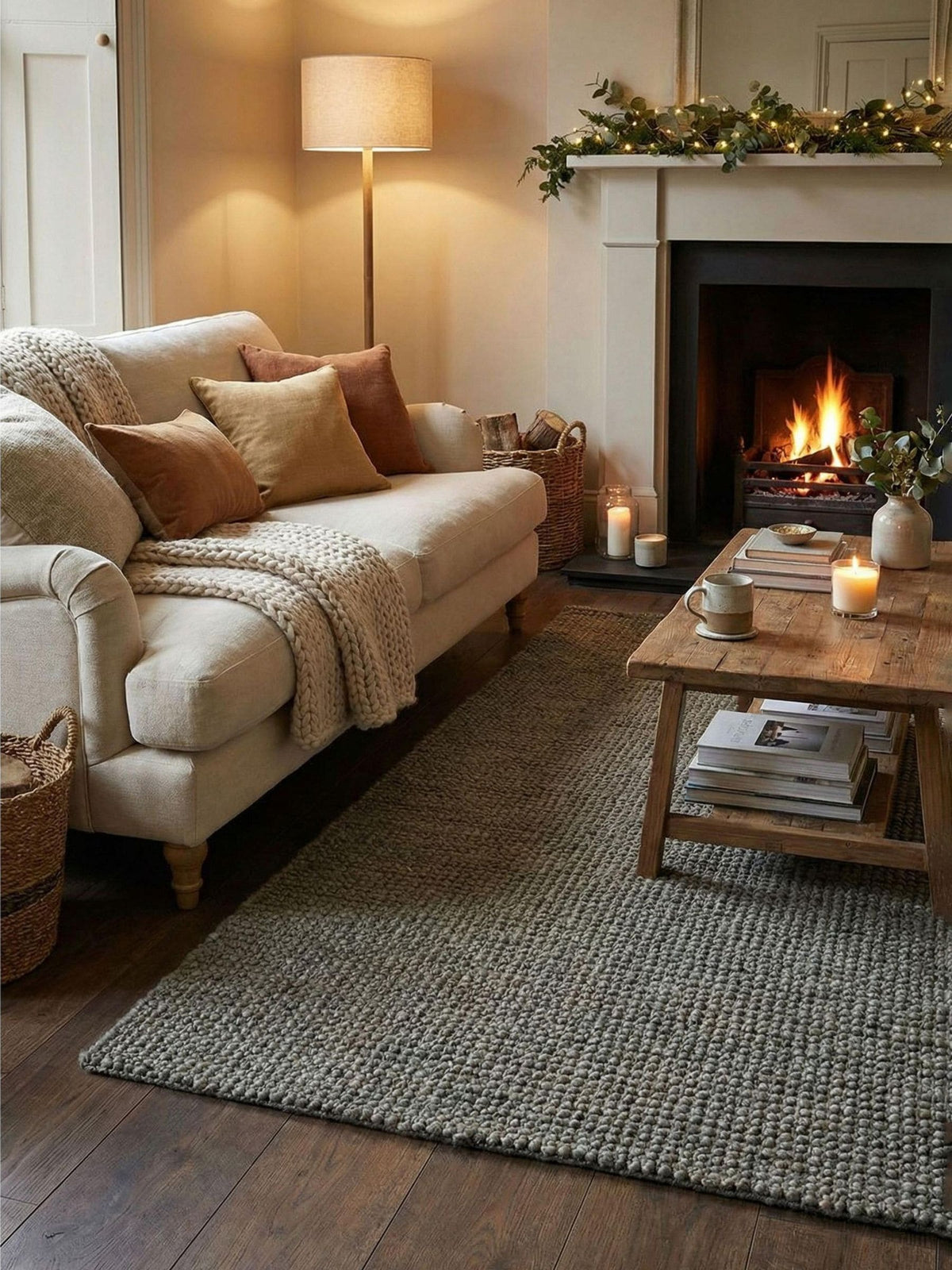 Esselle Home grey Whitefield handwoven boucle rug 120x170cm, UK version