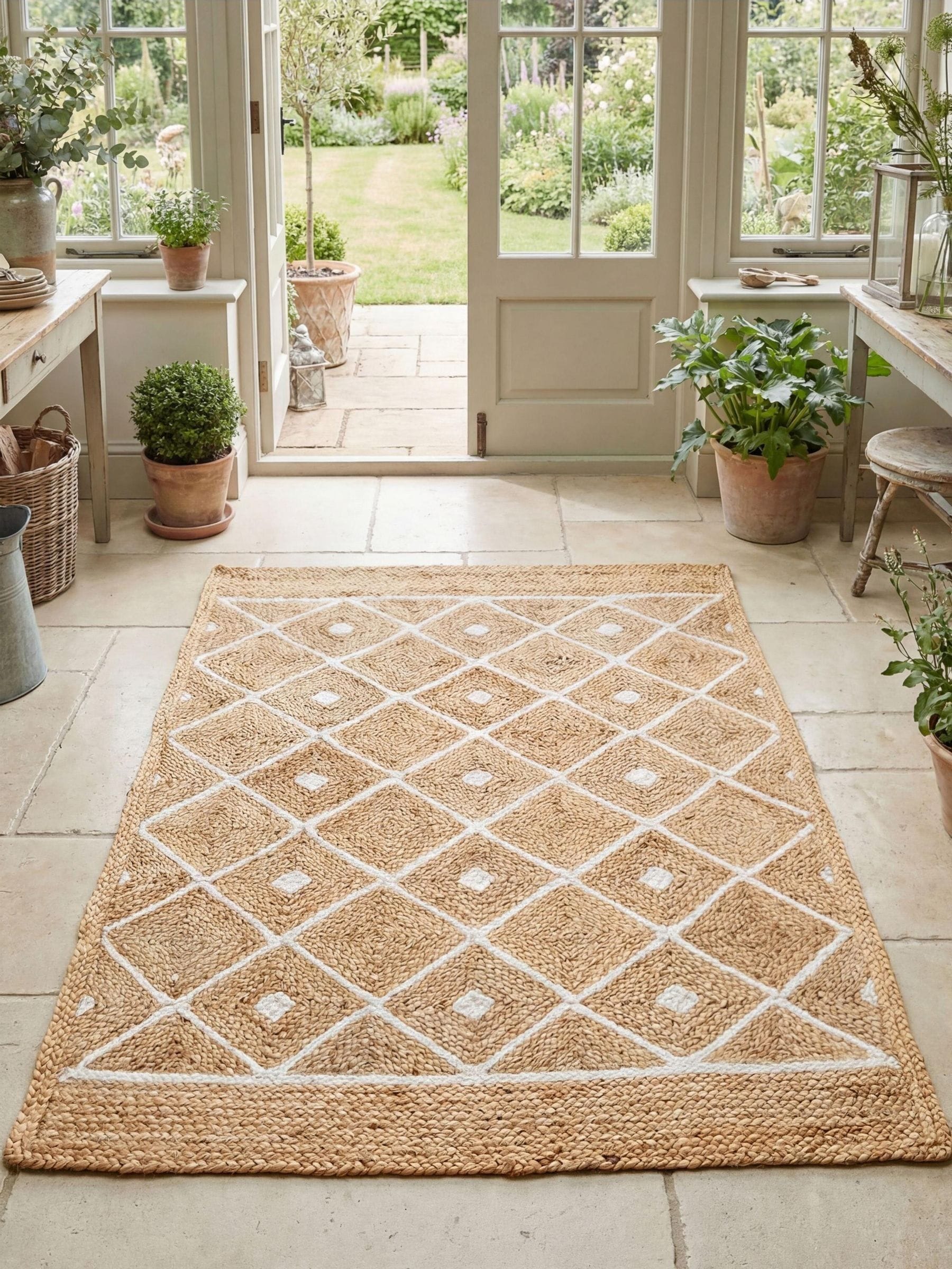 Esselle Home handbraided rug blue diamond 120x170cm (British brand)