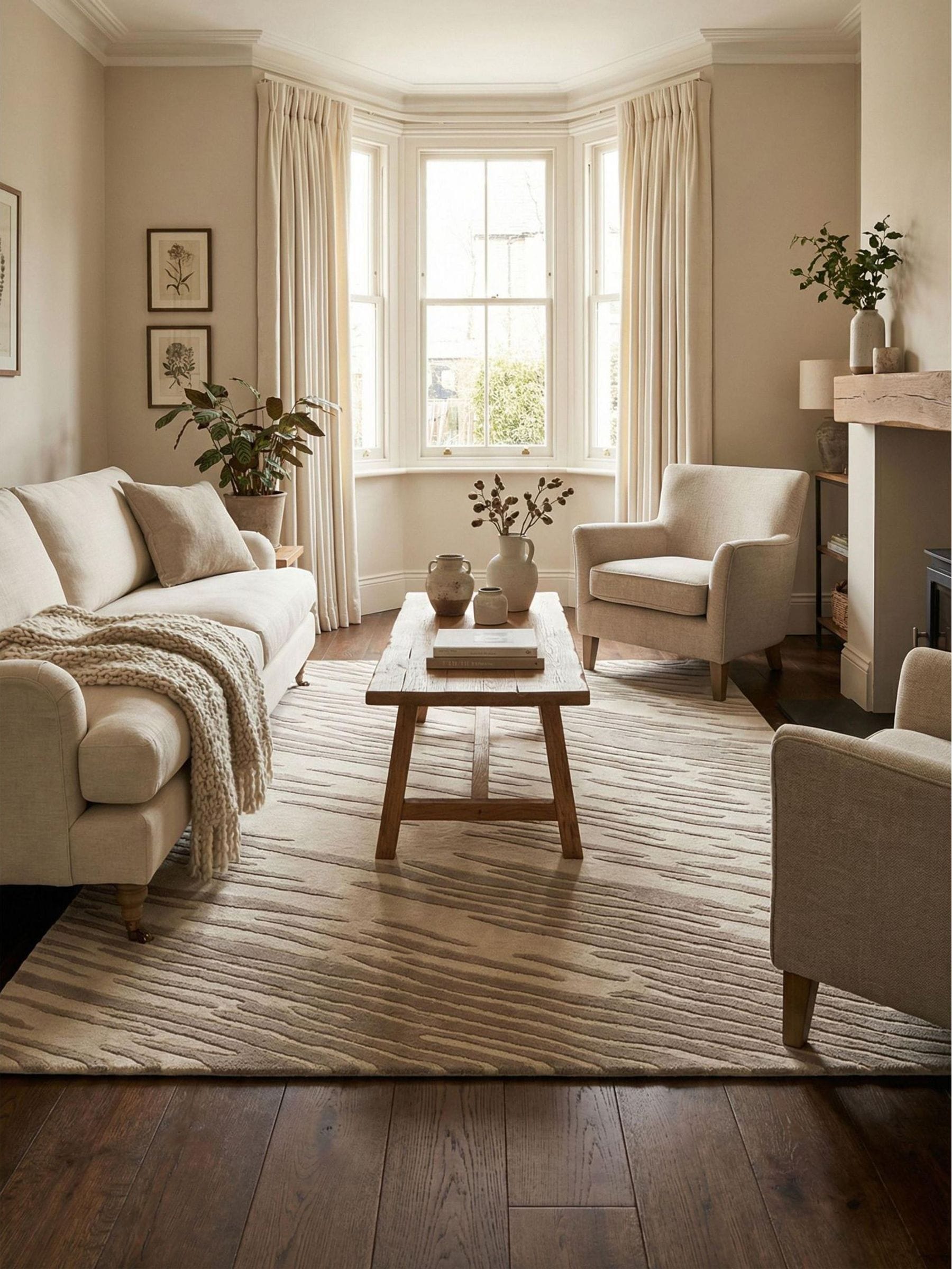 Esselle Home natural wool rug storm design 120x170cm, UK version