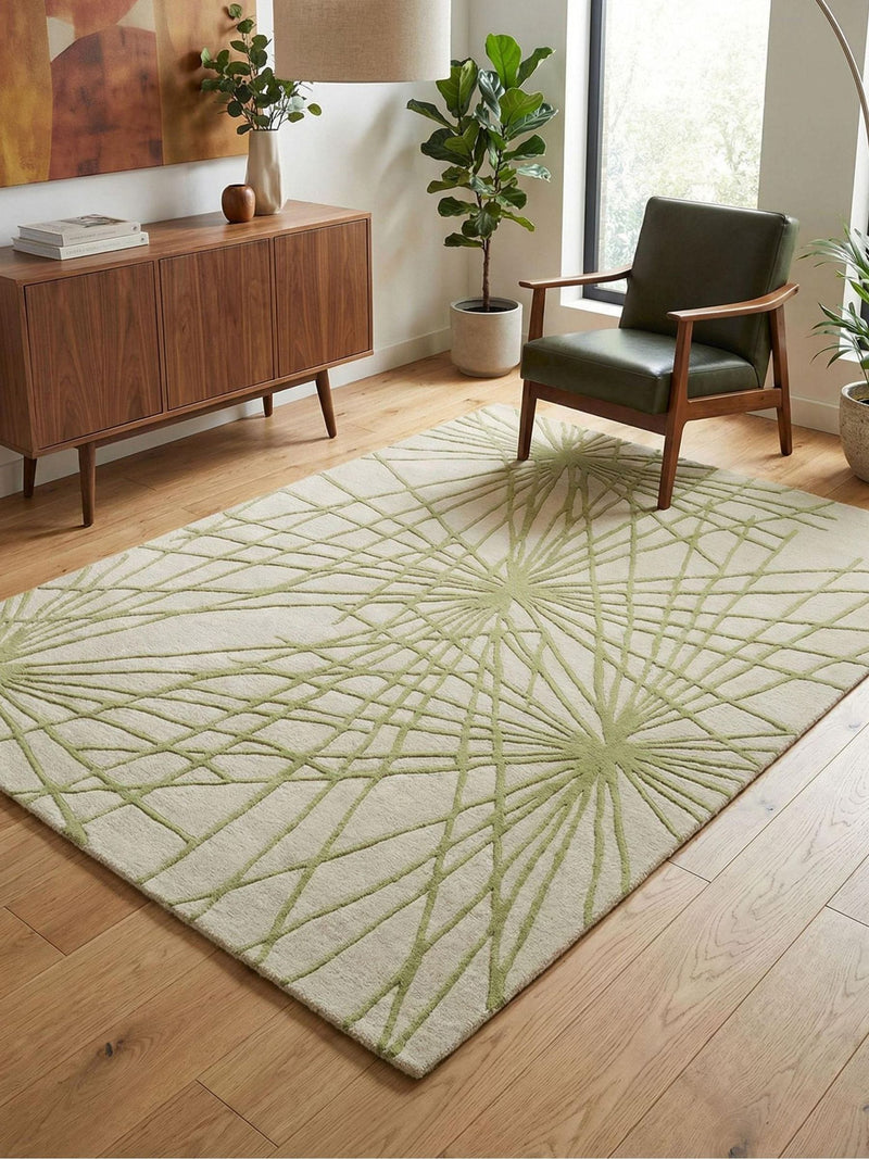 Esselle Home Green Aura Starburst Wool Rug