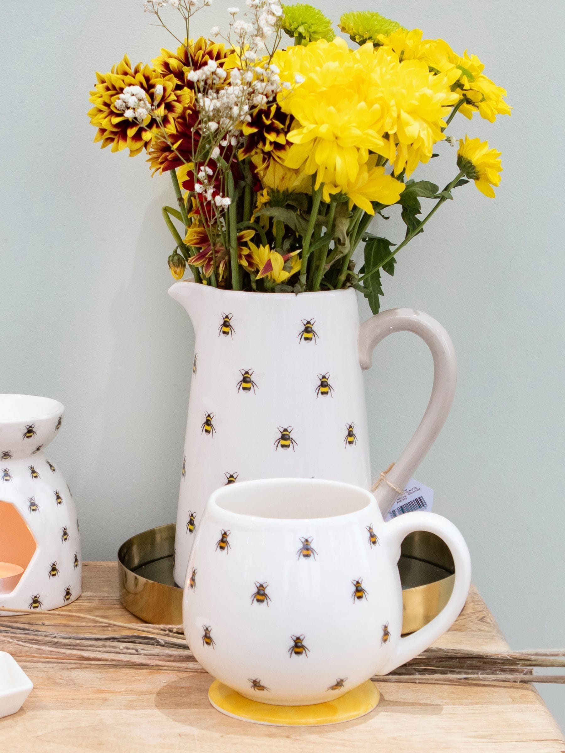 Something Different white bee print mug, imported from the UK