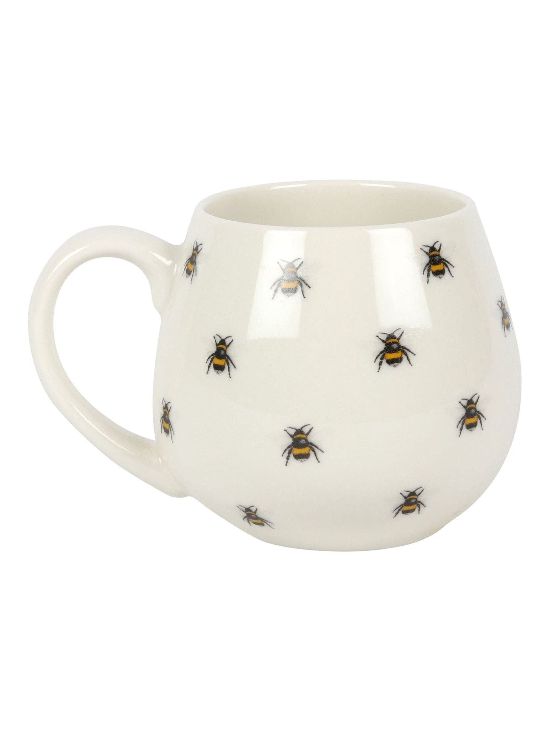 Something Different white bee print mug, imported from the UK
