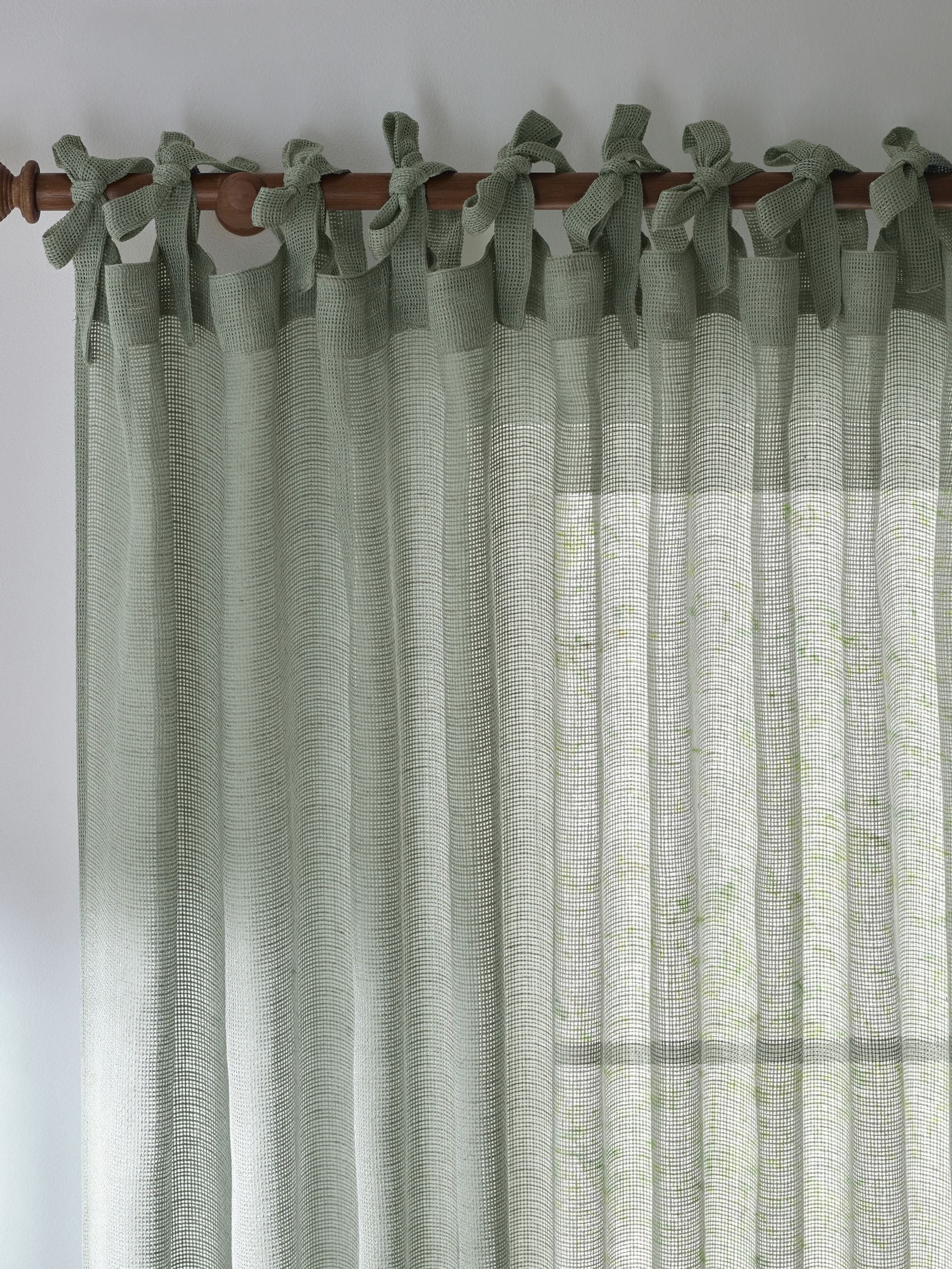 Yard Eucalyptus Green Nimbus Sheer Tie Top Curtain Panel