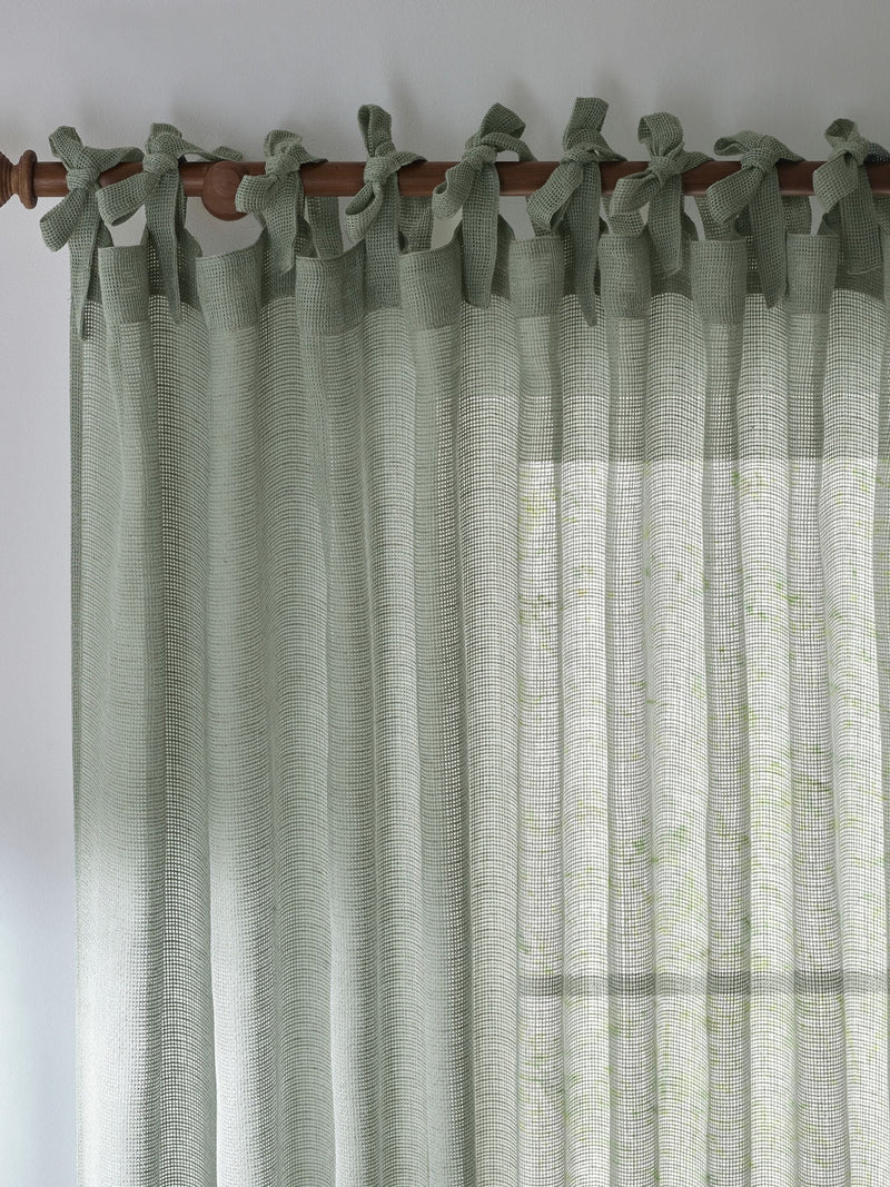 Yard Eucalyptus Green Nimbus Sheer Tie Top Curtain Panel