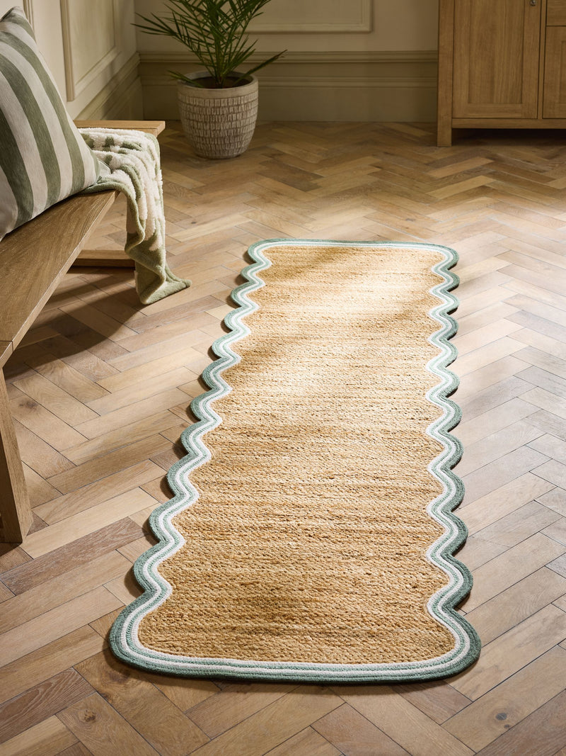 Natural jute wave border runner - British product