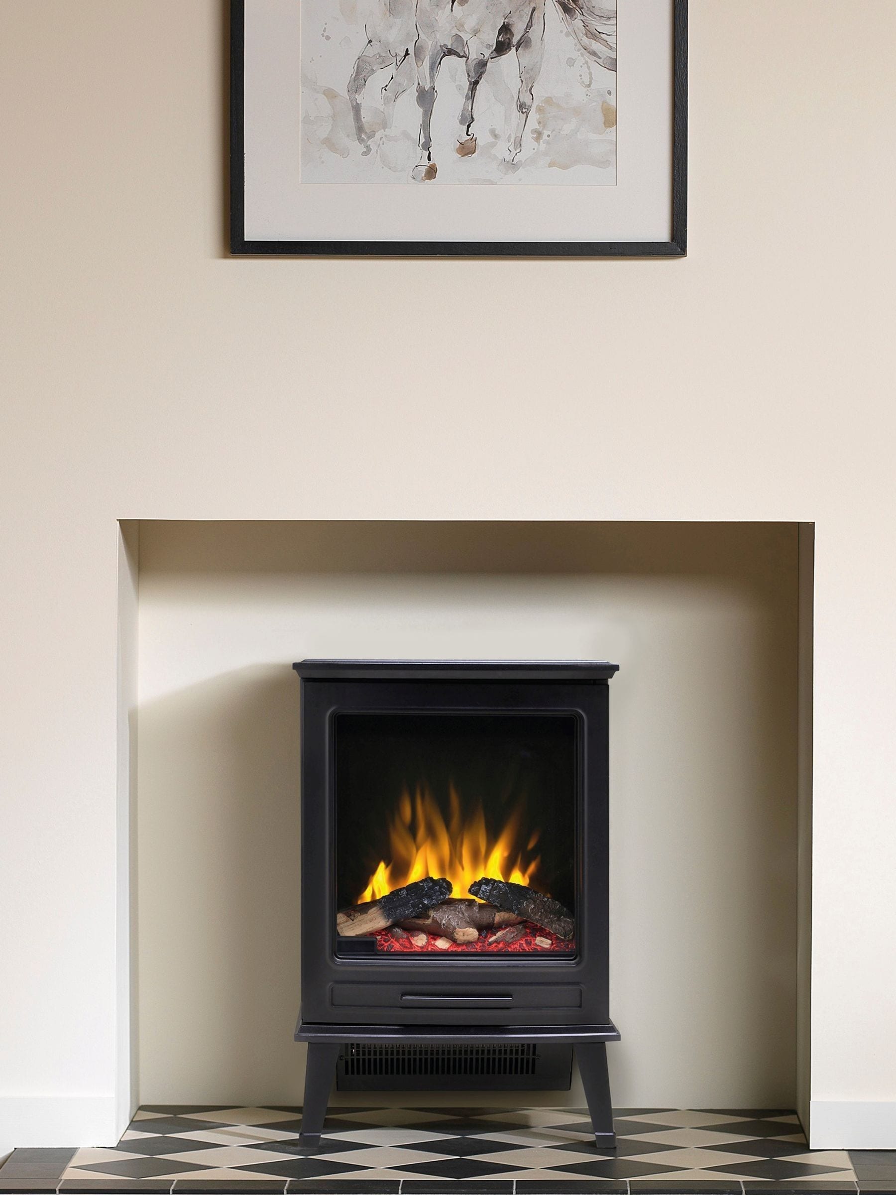 Dimplex Black Fernshaw Optiflame electric stove, imported from the UK