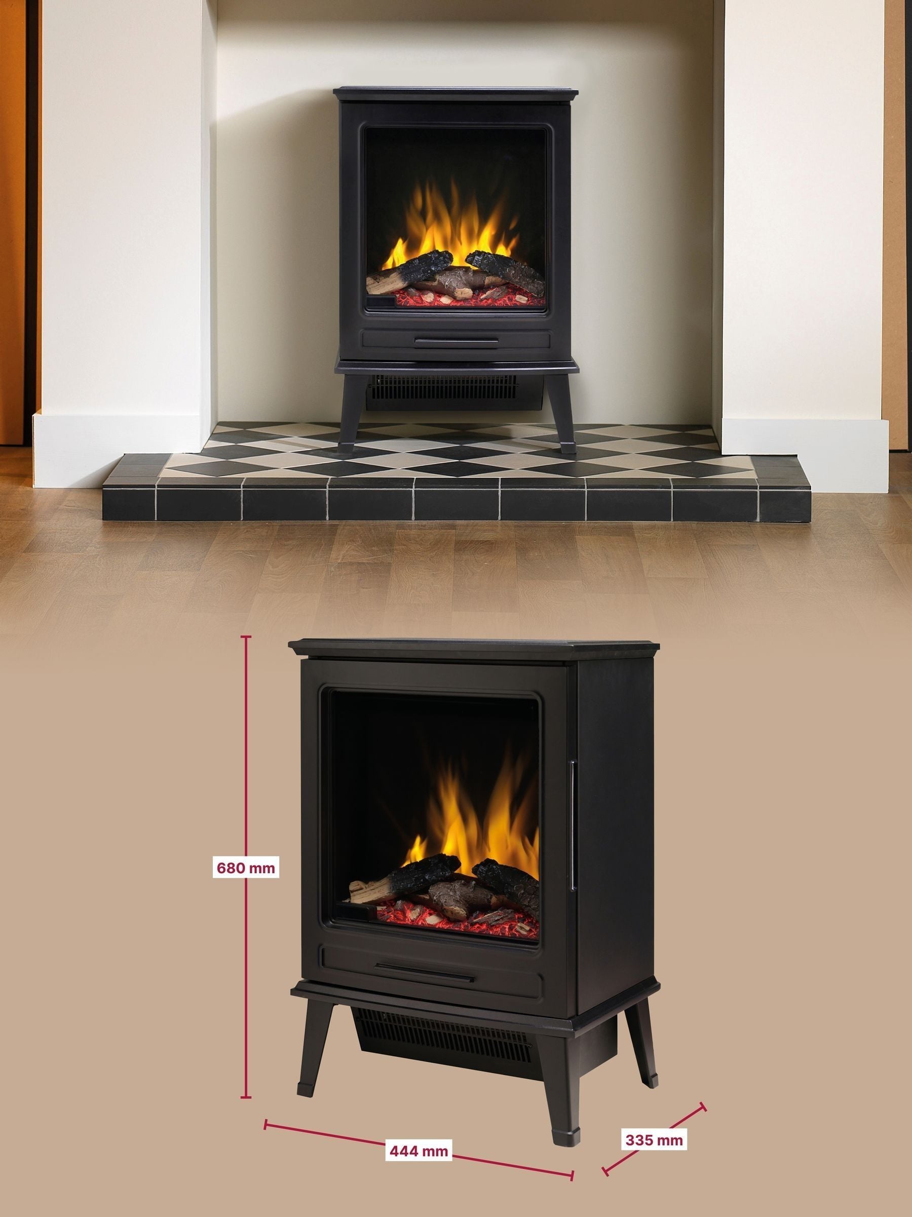 Dimplex Black Fernshaw Optiflame electric stove, imported from the UK