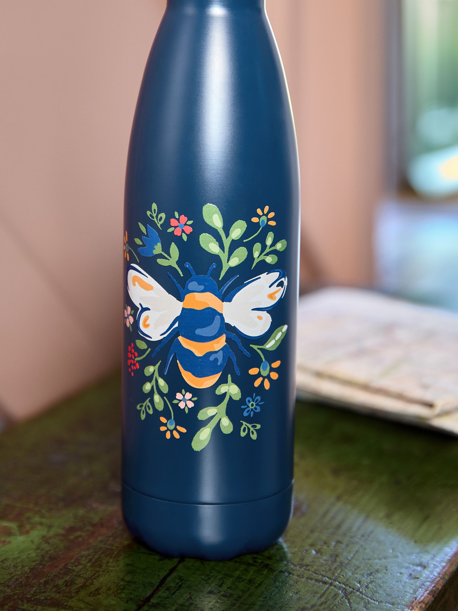 FatFace Blue Bee water bottle 27cm - British product