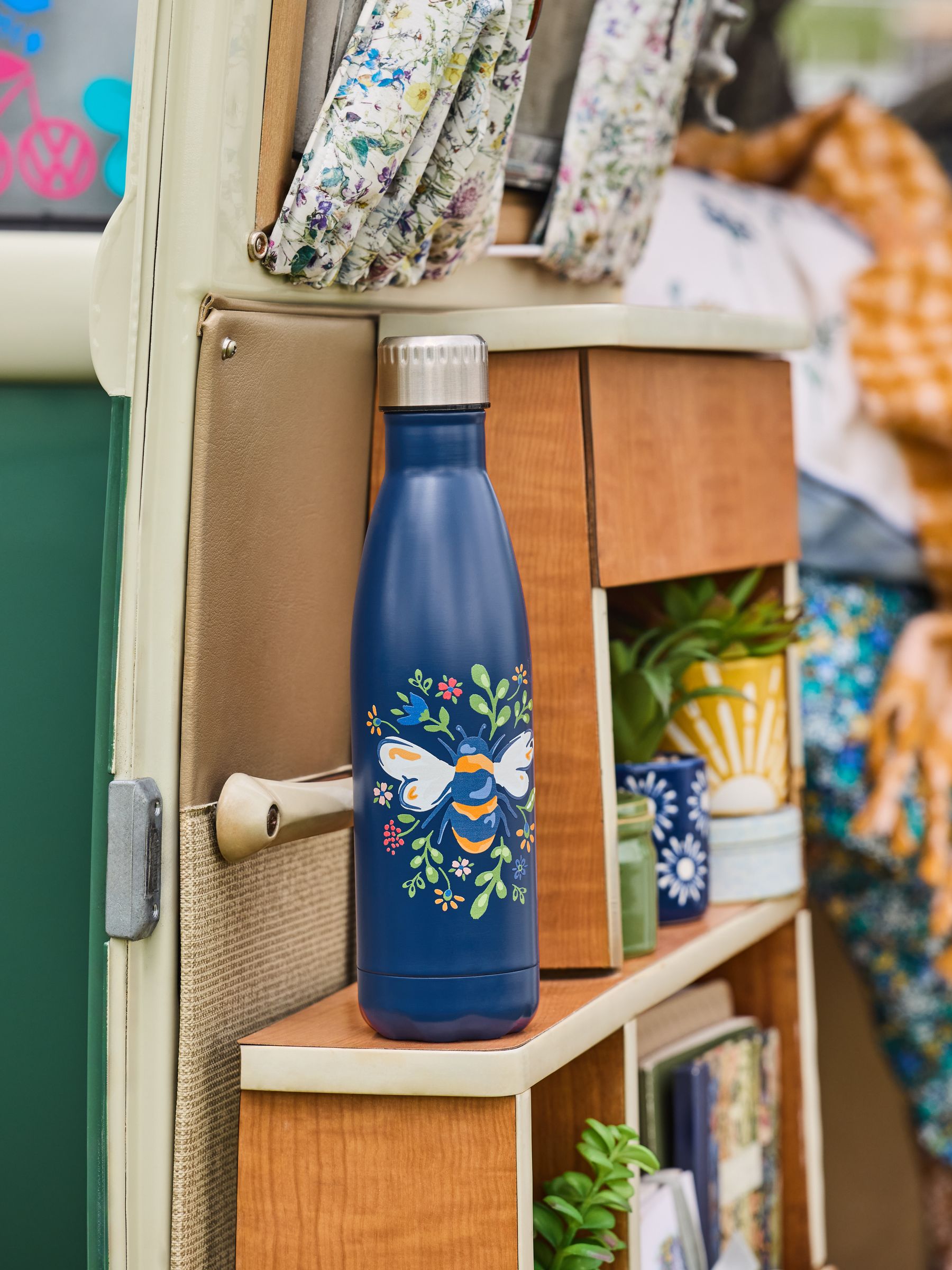 FatFace Blue Bee water bottle 27cm - British product