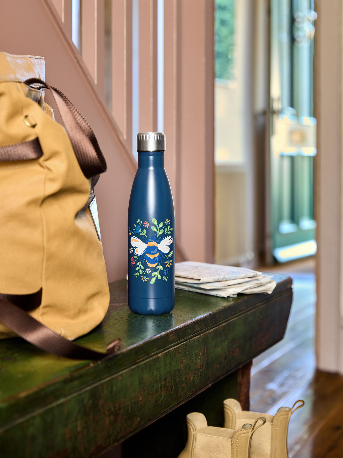 FatFace Blue Bee water bottle 27cm - British product
