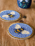FatFace blue glass beaded coasters set of 4 (British brand)