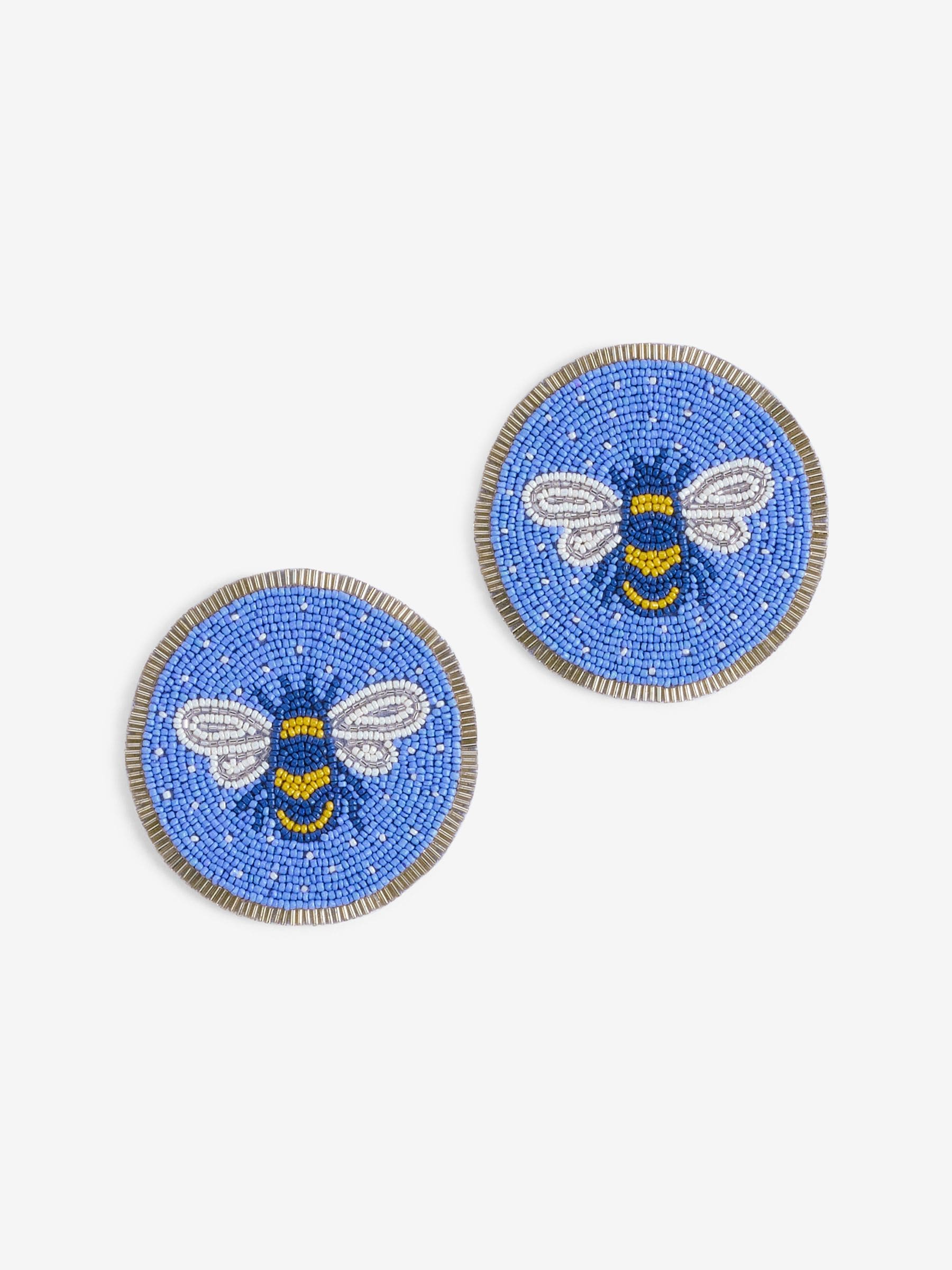 FatFace blue glass beaded coasters set of 4 (British brand)