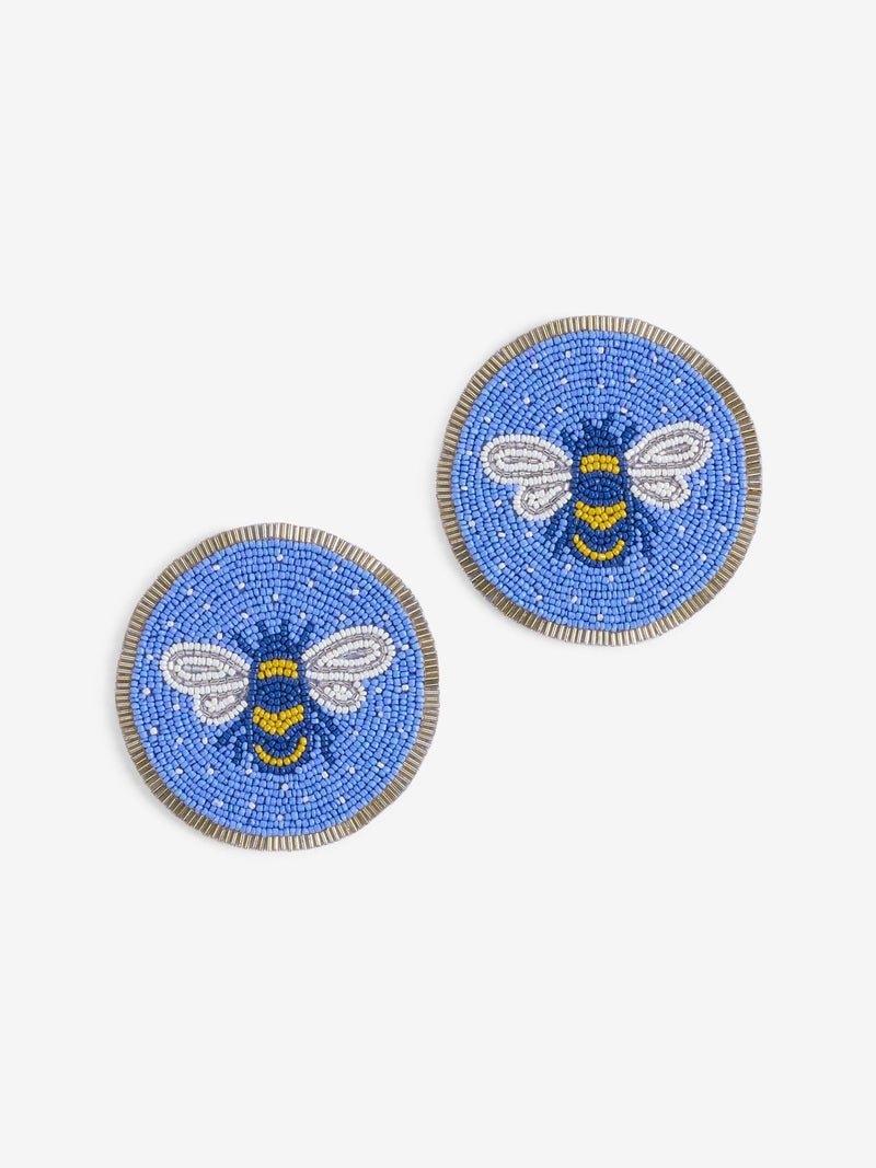 FatFace blue glass beaded coasters set of 4 (British brand)