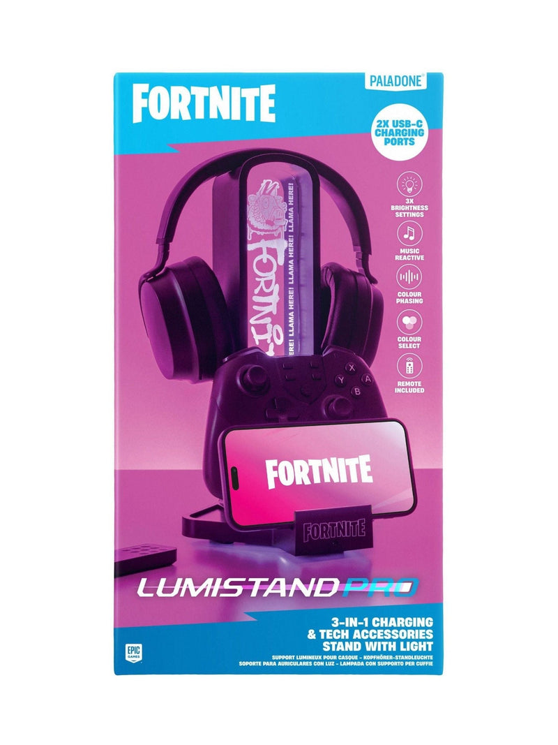 Fortnite Black Desk Headphone Stand with RGB lights (British brand)