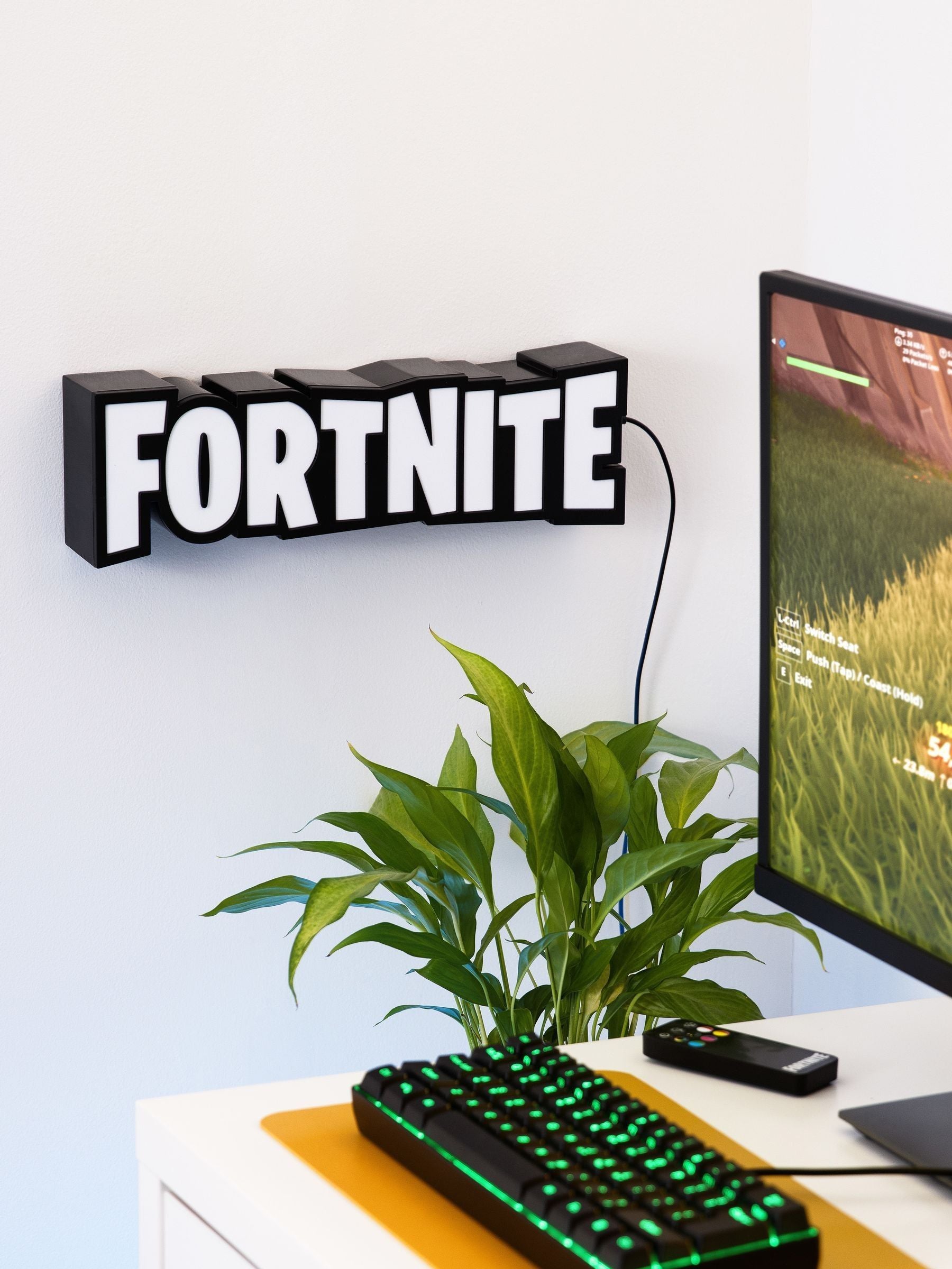 Fortnite Black Logo Light RGB LED 32cm, imported from the UK
