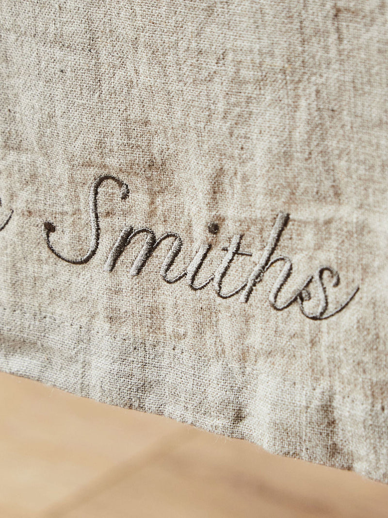 Made Yours Natural personalised linen table runner (British brand)