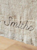 Made Yours Natural personalised linen table runner (British brand)