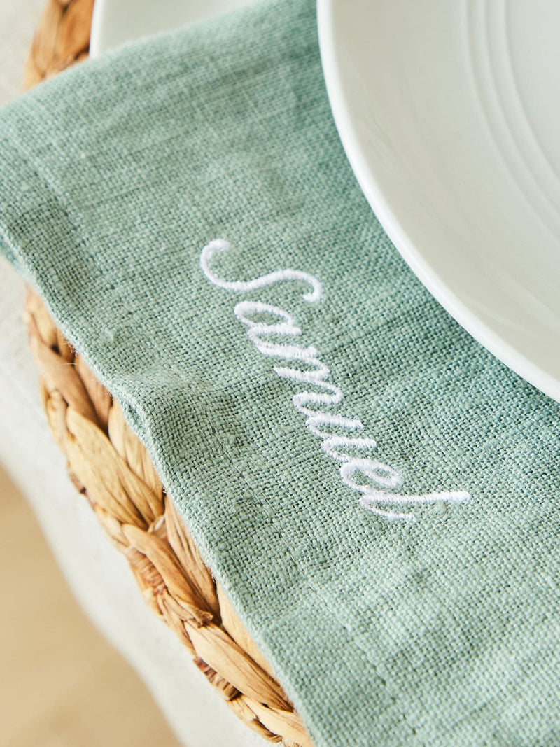Made Yours Green personalised linen napkins rosemary green 4 pack - British product