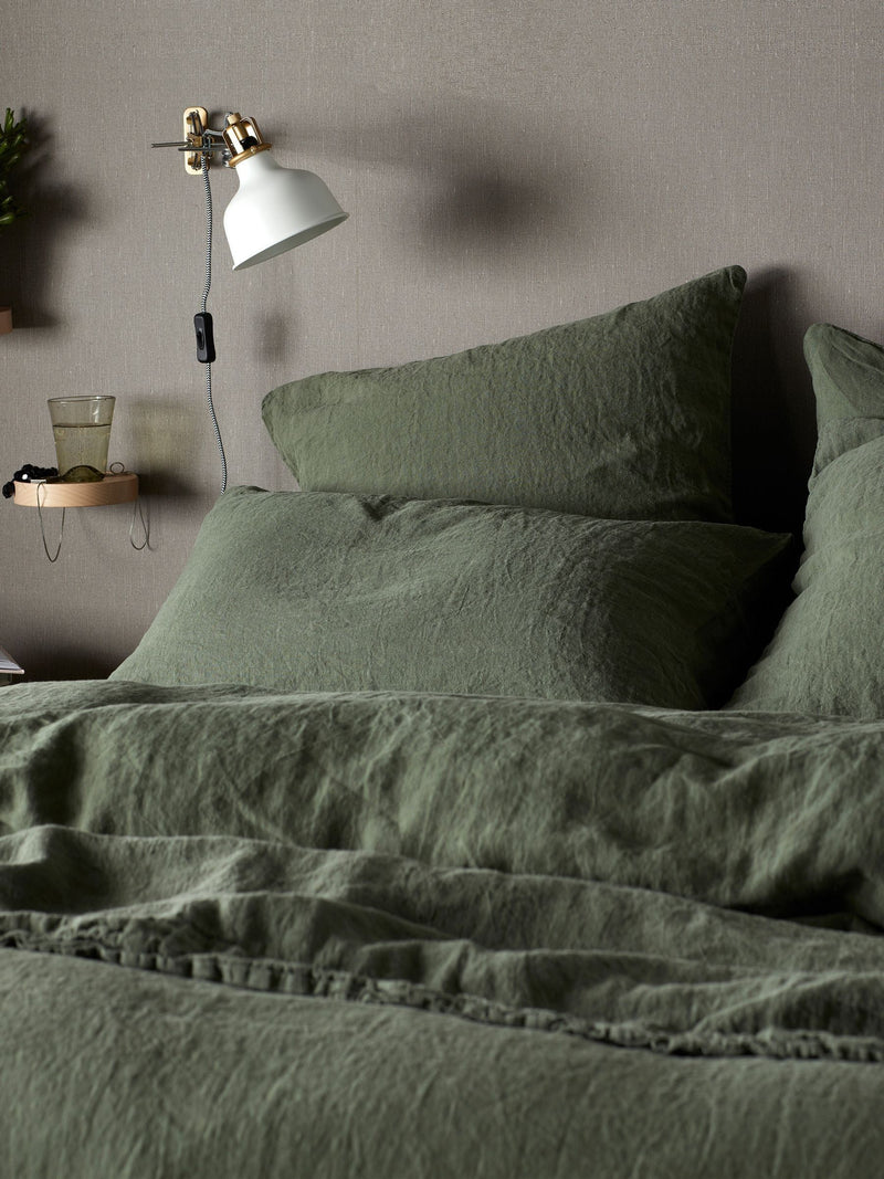 Secret Linen Store olive green 100% linen pillowcase standard (British brand)