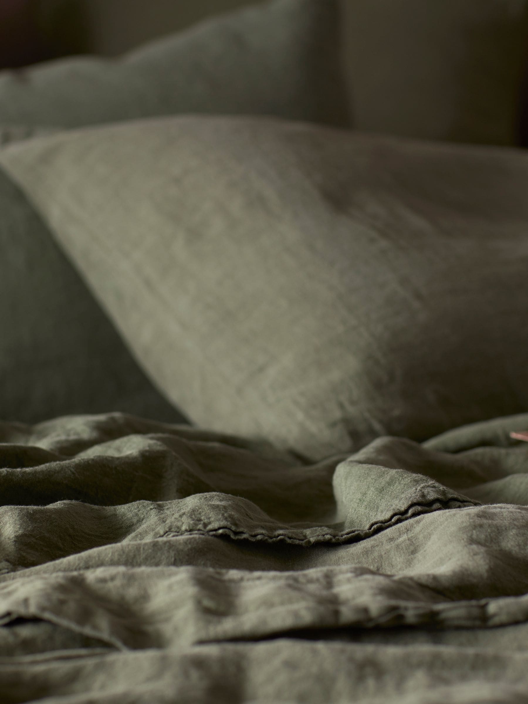 Secret Linen Store olive green 100% linen pillowcase standard (British brand)