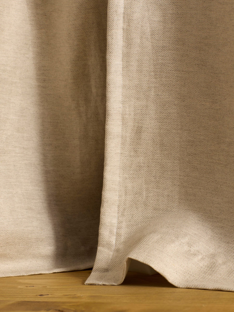 Secret Linen Store natural cotton linen twill blackout curtain pair (British brand)