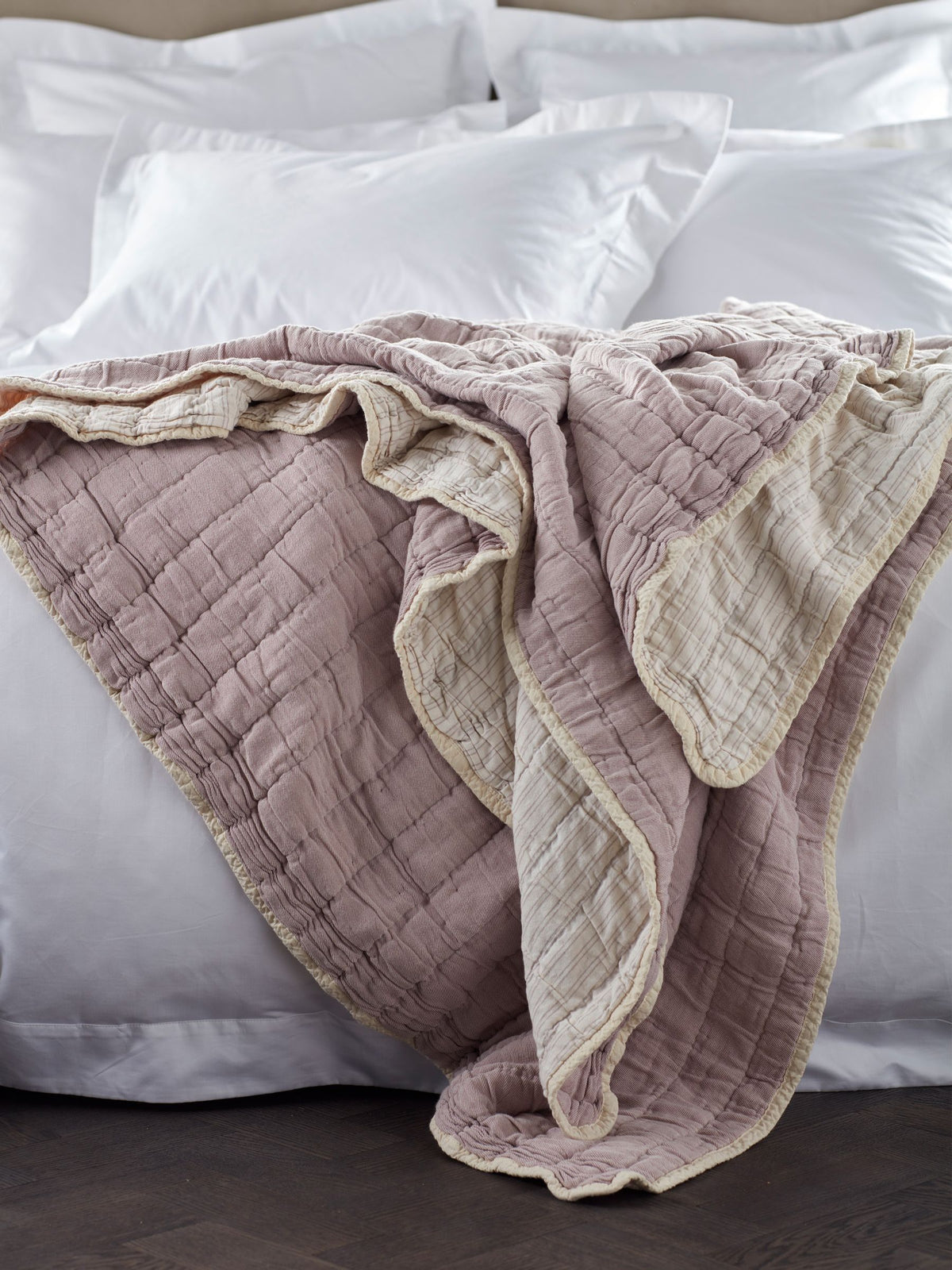 Secret Linen Store Vivienne throw in vintage rose, imported from the UK