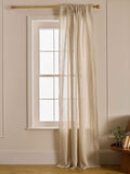 Secret Linen Store Natural Sophie Stripe 100% Linen Loop Top Single Curtain