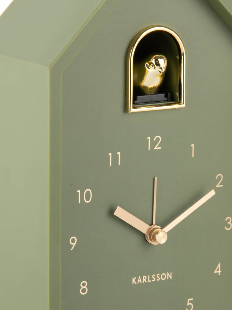 Karlsson Oro Cuckoo Alarm Clock luxury green, UK version