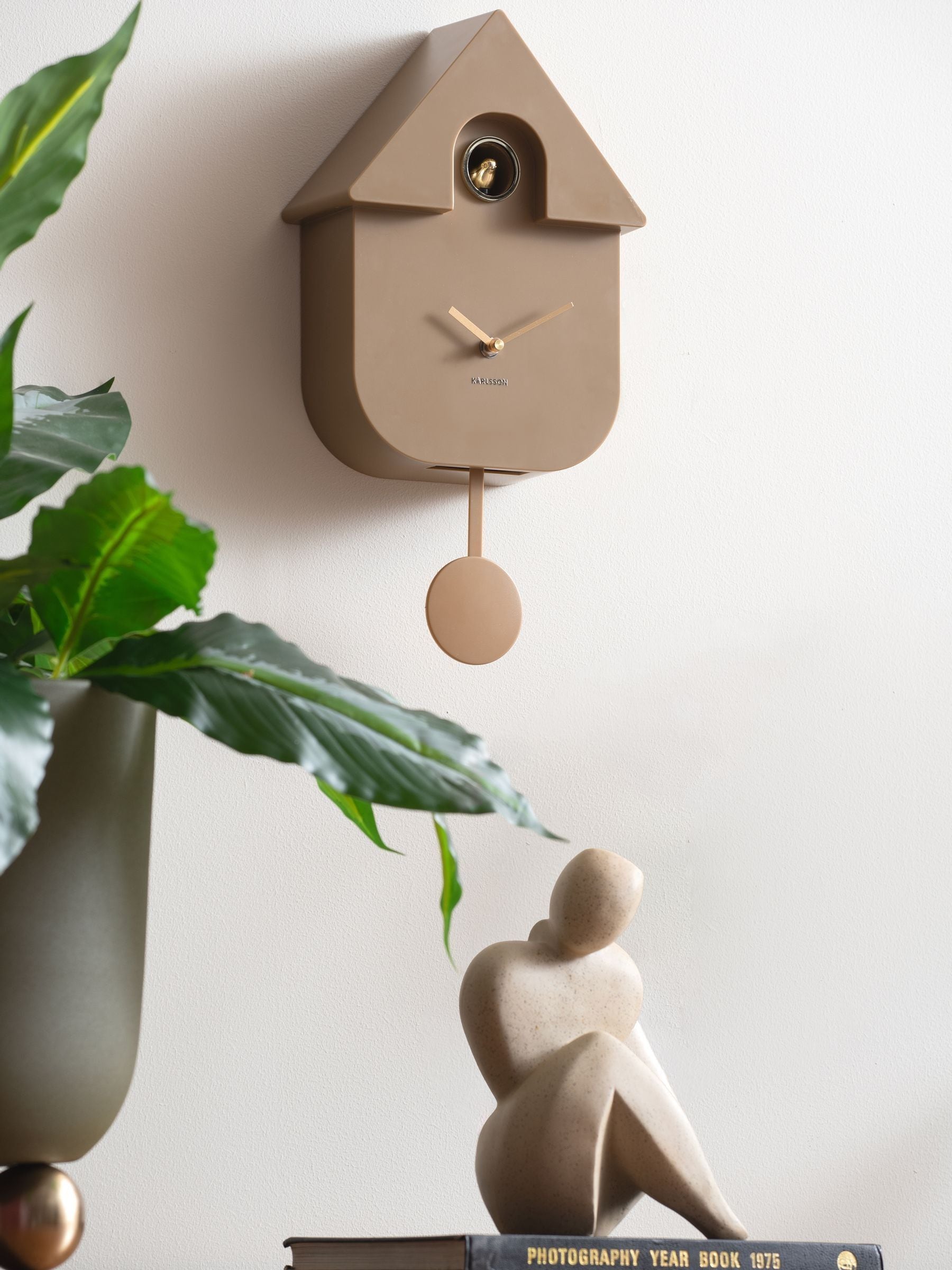 Karlsson mocha brown cuckoo wall clock 41cm, imported from the UK