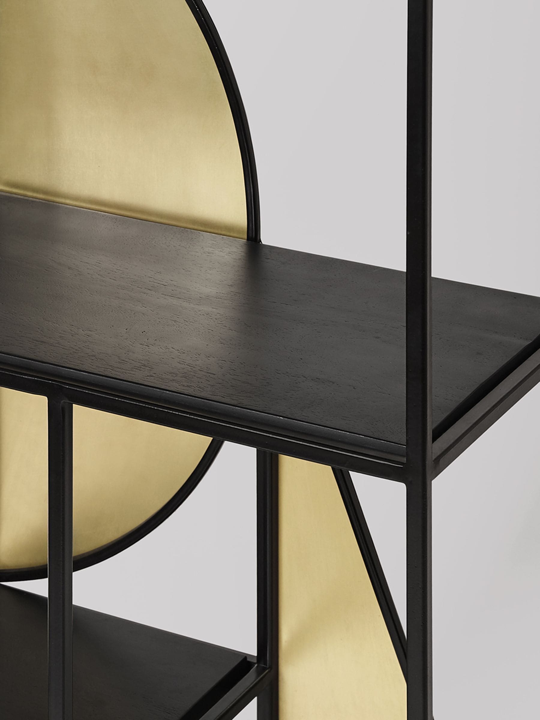 Swoon black Pablo narrow shelving with mango wood - British product