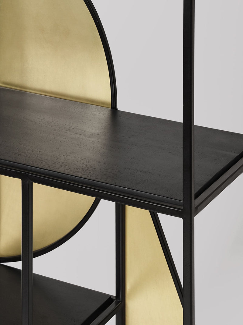 Swoon black Pablo narrow shelving with mango wood - British product