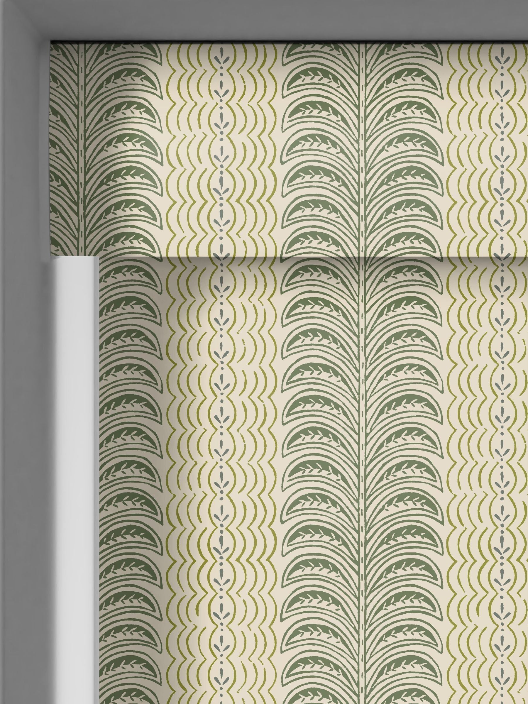 Land & Shore Green Fintra Stripe roller blind - British product