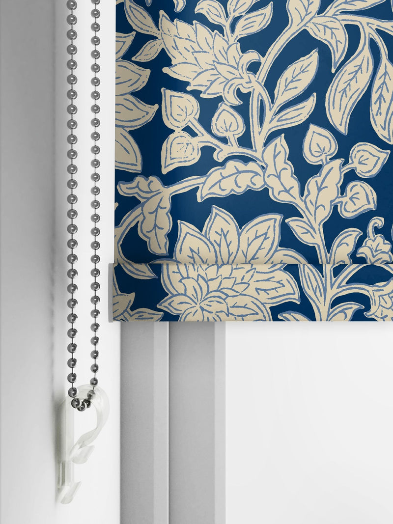 Land & Shore Rowallane blue floral roller blind, UK version