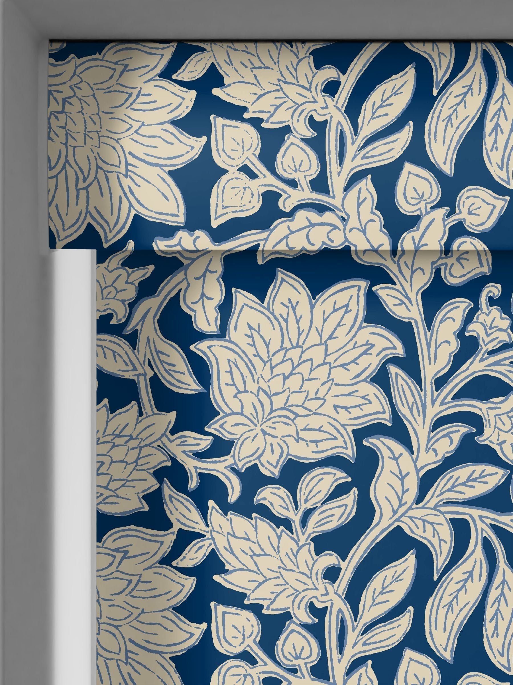 Land & Shore Rowallane blue floral roller blind, UK version