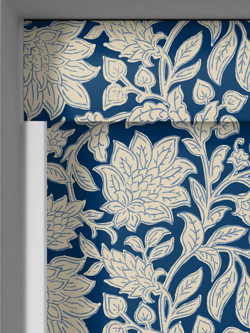 Land & Shore Rowallane blue floral roller blind, UK version
