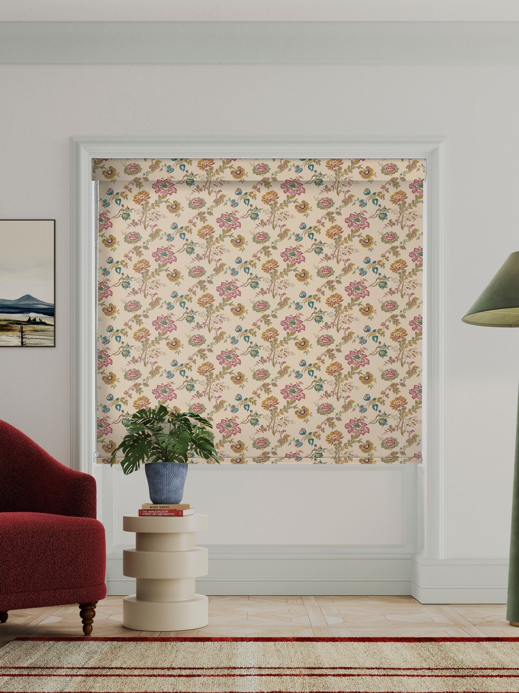 Land & Shore Orchard roller blind green floral 600x320mm - British product