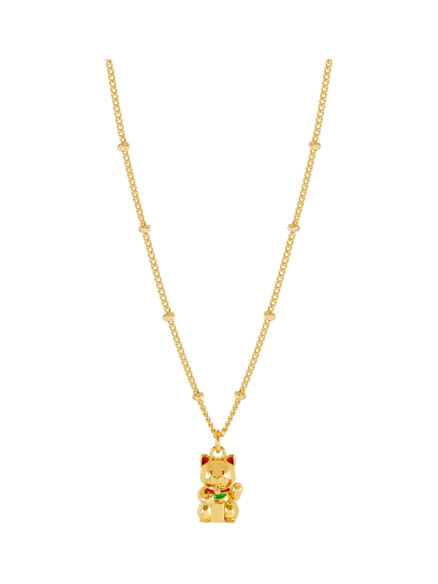 Estella Bartlett lucky cat gold tone necklace, imported from the UK