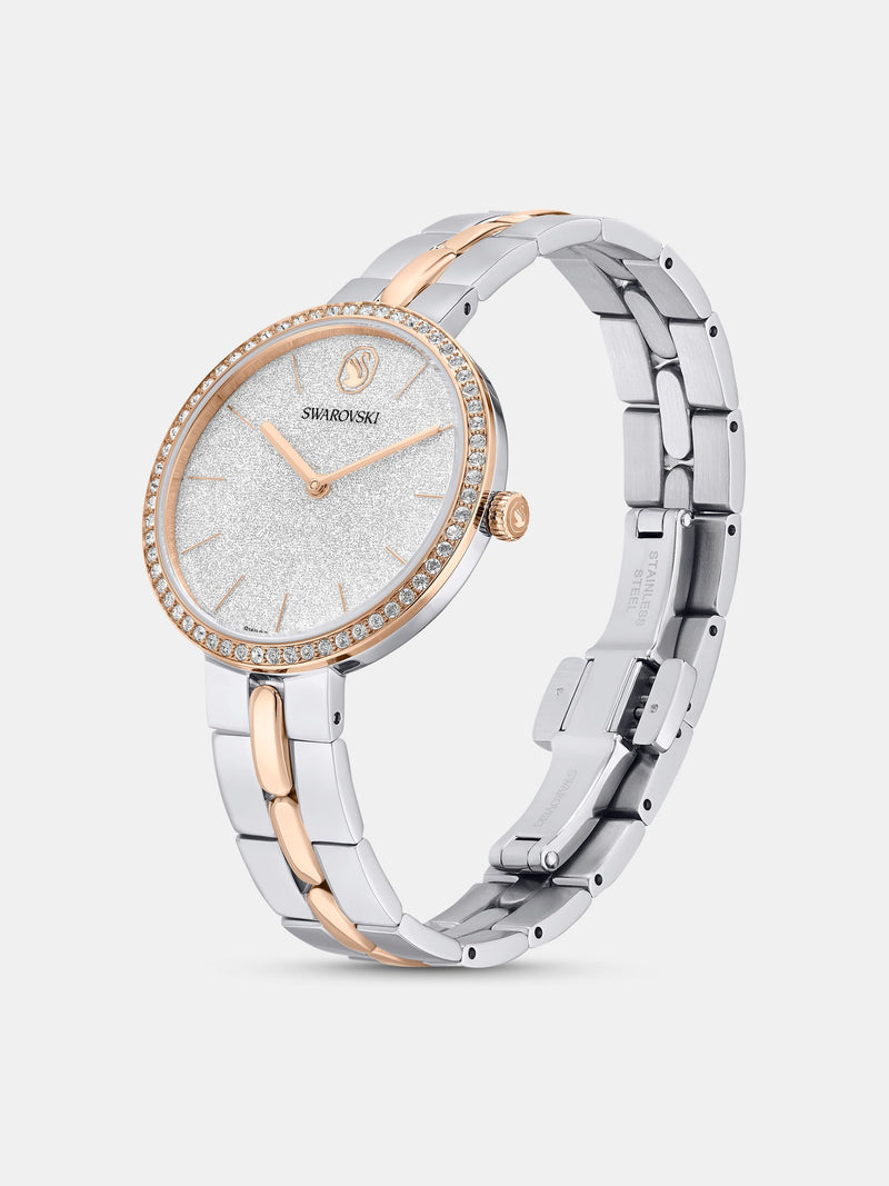 Swarovski Cosmopolitan watch with crystals and rose gold-tone (British brand)