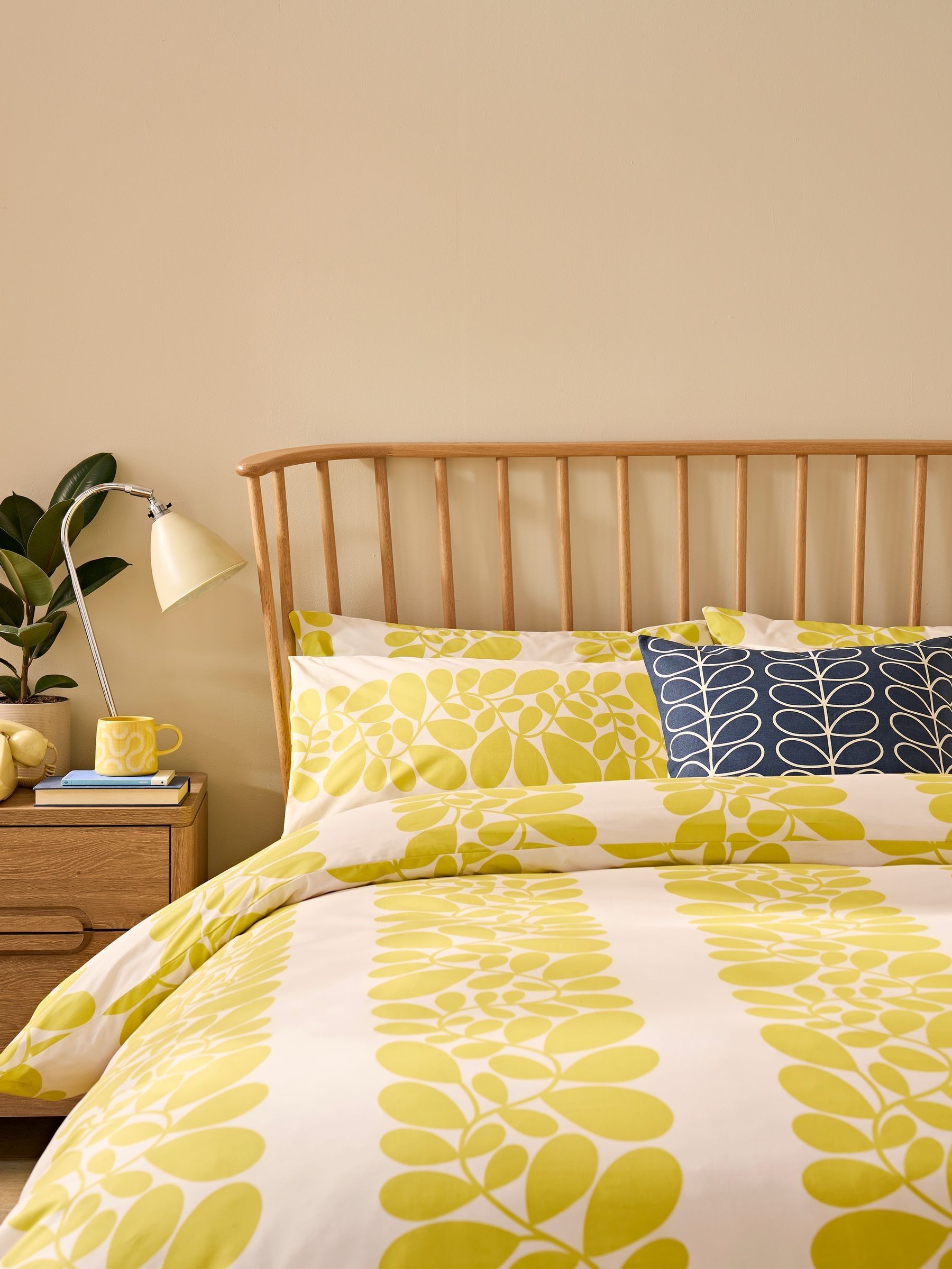 Orla Kiely yellow sycamore stripe pillowcases set of 2 (British brand)