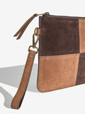 Friends Like These chocolate brown suede clutch bag, UK version